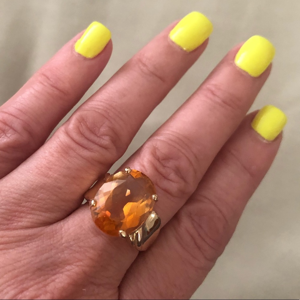 YELLOW GOLD RING WITH CITRINE CENTE…